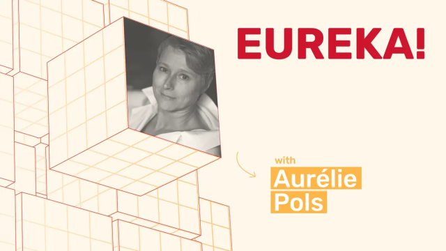 "Eureka!" with Aurélie Pols.  Woman in a box-like structure.