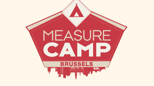 MeasureCamp Brussels logo: red badge with tent icon and Brussels skyline.
